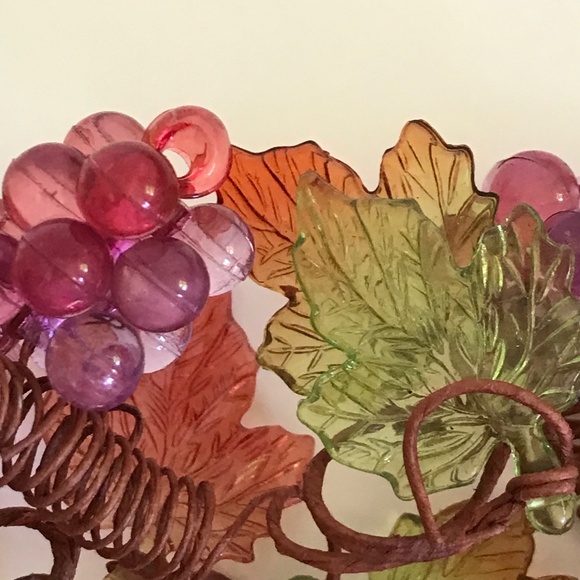 Candle Ring Wreath Fall Table Centerpiece Leaves Grapes Thanksgiving Fall Decor - Picture 13 of 16